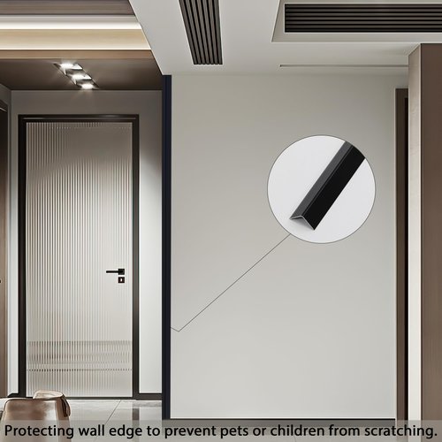 Coengwui Aluminum Corner Guards, Peel and Stick L-Shaped Molding Trim for Wall Table Door Frame Protection and Decoration (Matte Black, 3Pcs x 2.9ft x 0.8in)