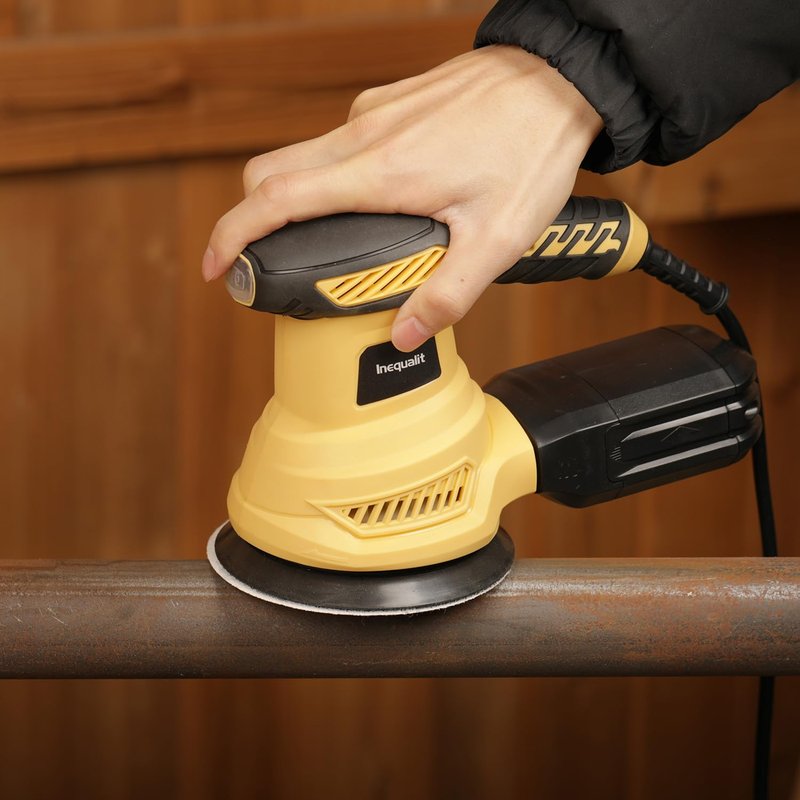 Inequalit Random Orbital Sander, 2.5Amp 4.9-Inch Corded Palm Sander, Max 13000 OPM Electric Drywall Sander with 6 Variable Speed, 20Pcs Sandpapers and Dust Bag for Woodworking, Sanding, Polishing