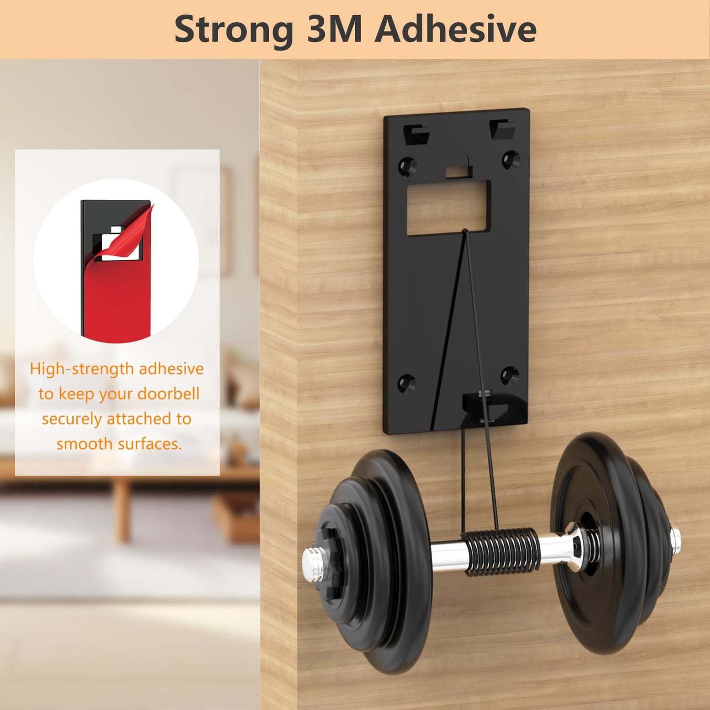 No-Drill Ring Doorbell Mount for All-new Battery Doorbell (2024 Release), Strong Adhesive Doorbell Mounting Plate, 2024 Video Doorbell Holder Bracket Accessories for Apartment Rentals Office