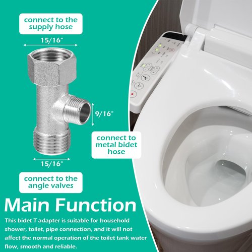 MBAIYO Bidet T Adapter, 3 Way Adapter Rubber Ring 7/8x7/8x3/8" Copper Tee Connector Toilet Faucet Splitter Shower Head Splitter Shower Diverter Valve for Sprayer Faucet Bidet Hose RV Home Plumbing