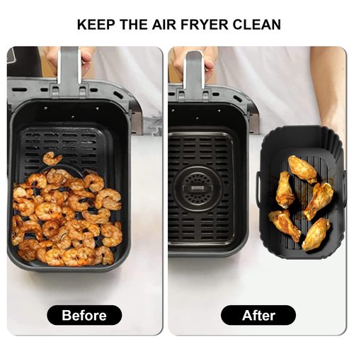 PINTAUR Silicone Air Fryer Liner 2Pack, Ninja Air Fryer Accessories, Repeatable Silicone Liners for Ninja Dual Air Fryer AF300UK AF400UK & Tower T17088, 7.87inch Silicone Air Fryer Pot Basket