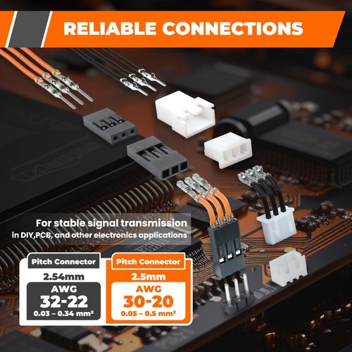 Noxtren Crimping Tool Connector Kit, Compatible with JST-XH 2.5mm/2.54mm, 22-Size Connector Set, 28–18 AWG Ratcheting Crimper, Fits KF2510, Molex, TE, for DIY, RC & Prototyping Projects