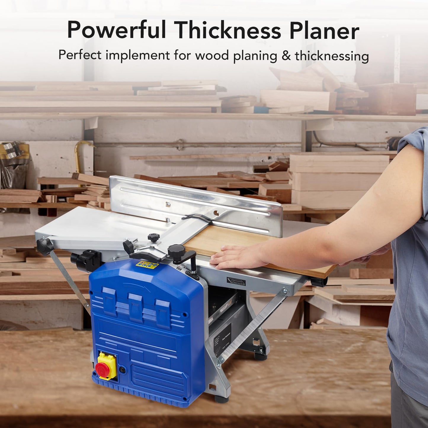 Electric Bench Planer,Dual Function Wood Planer Machine,Low Noise,Worktable Thickness Planer for Hardwood Softwood Planing and Thicknessing Benchtop Woodworking Tool 1250W 9.8x8.3×14 Inch