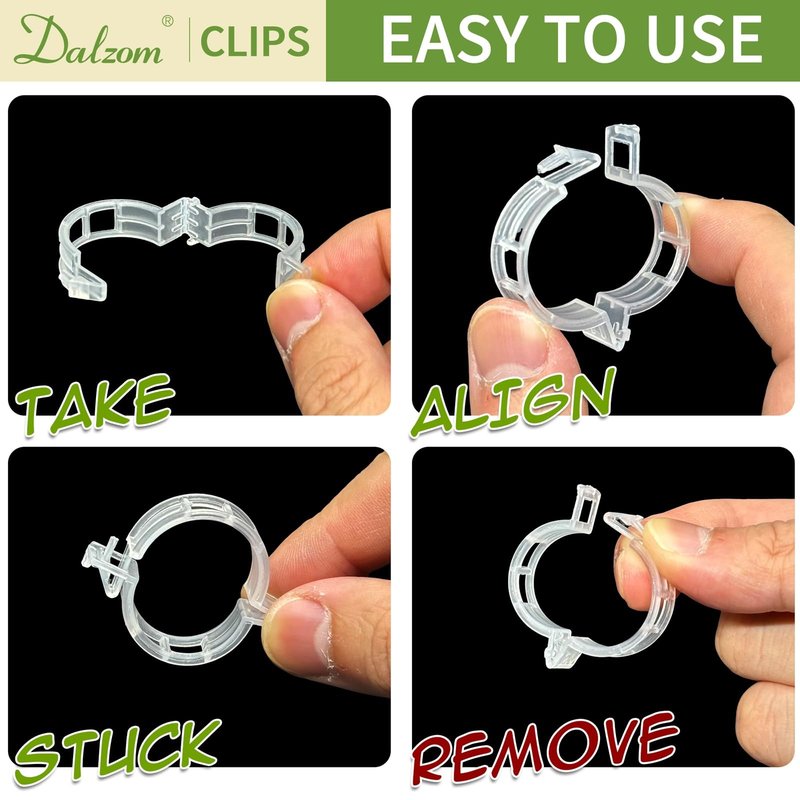 Dalzom® 300Pcs Tomato Clips, Plastic Trellis Clips Plant Support Clips, Plant Clips for Support, Grape Vine, Tomato Vine, Vegetables Plants, Garden Clips to Grow Upright Makes Plants Healthier