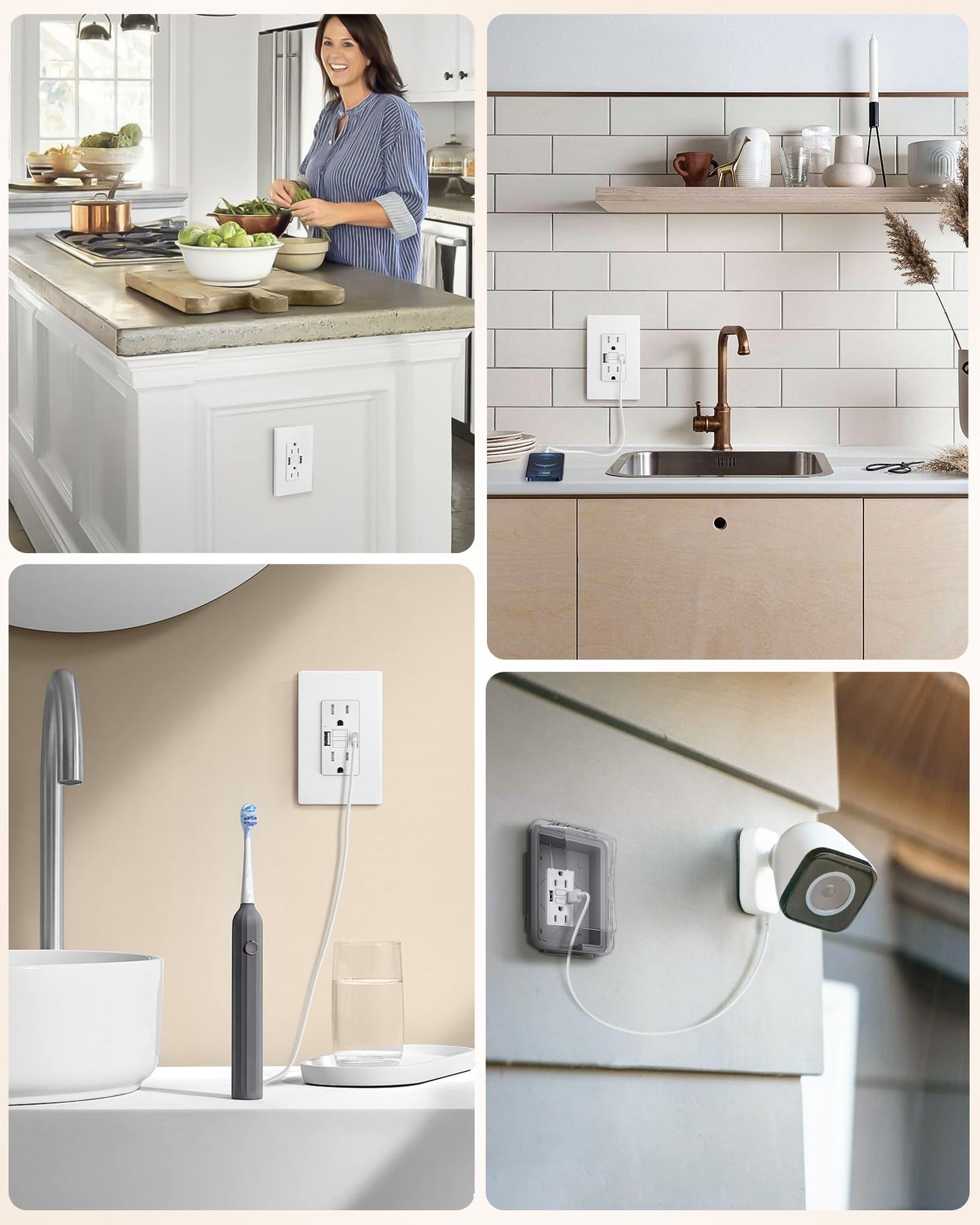 SURAIELEC 15 Amp GFCI Outlet with Dual USB-A Ports, Self-Test GFCI Electrical Outlet Combination with USB-A, Tamper-Resistant GFCI Outlet, Screwless Wall Plate Included, ETL Listed, White,1-Pack