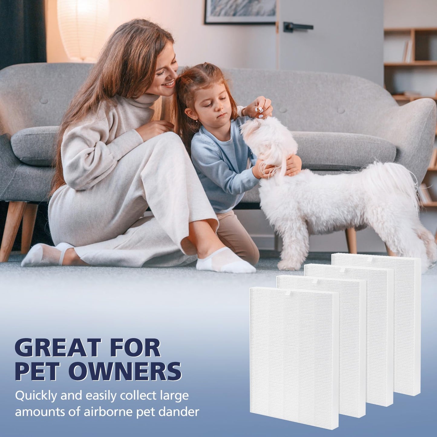4 Pack C545 HEPA Replacement Filter S Compatible with Winix C545 Air Purifier, Replaces Part 1712-0096-00 and 2522-0058-00, HEPA Filter Only