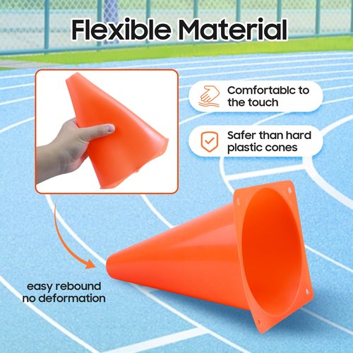 MDTMR 9 inch Soccer Training Cones for Outdoor Activity, Orange Traffic Cones,Plastic Sports Cones