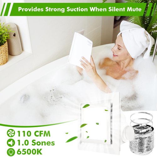 LESANM Exhaust Fan with Light, 12 inch Square Ceiling Mount Quiet Exhaust Fan - 12W 4000/5000/6000K Adjustable LED Light Combo, 110-220V 1.0 Sones Low Quiet Ventilation Vents for Office, Hotel, Bath