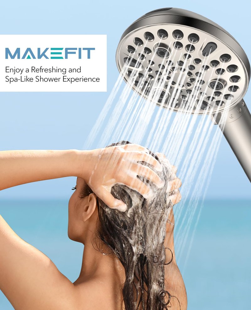 MakeFit Filtered Shower Head with Handheld-10 Modes High Pressure Showerhead with Built-in Power Wash,Long 71-inch Hose & Adjustable Bracket, Water Softener Filter Beads for Hard Water-Remove Chlorine