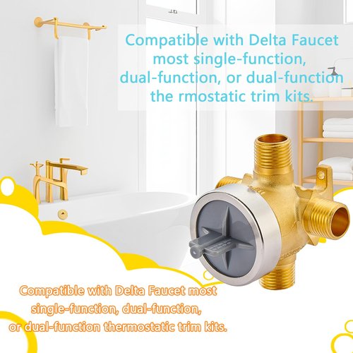 R11000 Diverter Rough-In Shower Valve Brass Body, Compatible with Delta Faucet 3-Setting and 6-Setting Custom Shower Diverter Valve Kit, Compatible with Delta R11000 Shower Trim Kits.
