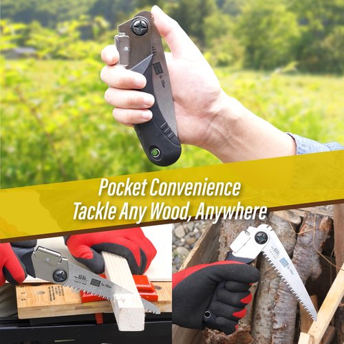 SUIZAN Japanese Folding Saw 4.7" Versatile for Wood - Pocket Handsaw Pruningsaw Garden Woodworking DIY Tools