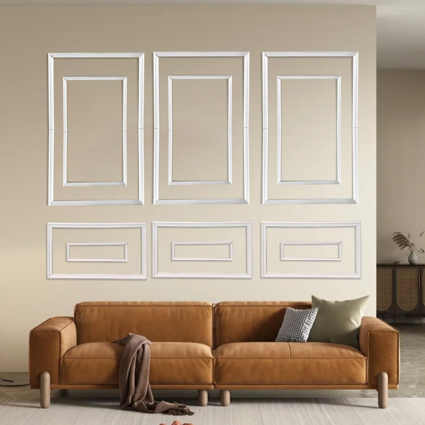 1 Set Peel and Stick Wall Molding Kit - Inner and Outer Layers Style Accent Wall Molding, Ready-to-Assemble Pre Made Wainscoting Wall Panel for Home Décor (Premium Textured Finish)