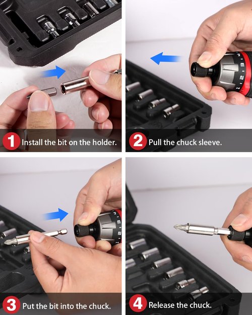 AVID POWER Electric Screwdriver Set Rechargeable 4V Cordless Screwdriver Kit with 44pcs Accessories, 5.65Nm Screw Gun, 5+1 Torque Setting, 2 Position Handle with LED Light