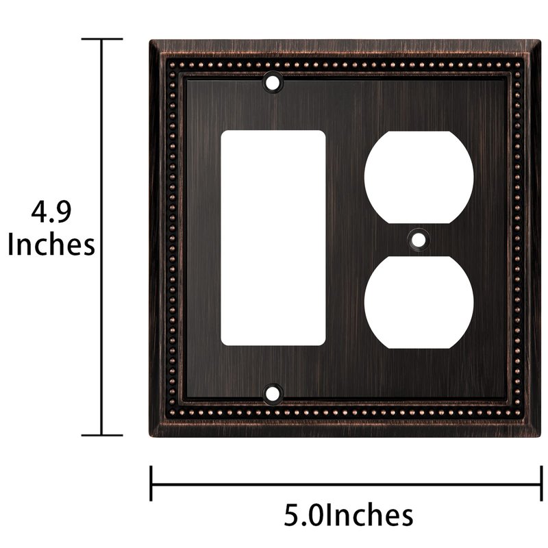 Henne Bery Sunken Pearls Heavy Duty Decorative Wall Plate Switch Plate Outlet Cover (Decorator/Duplex, Aged Bronze)