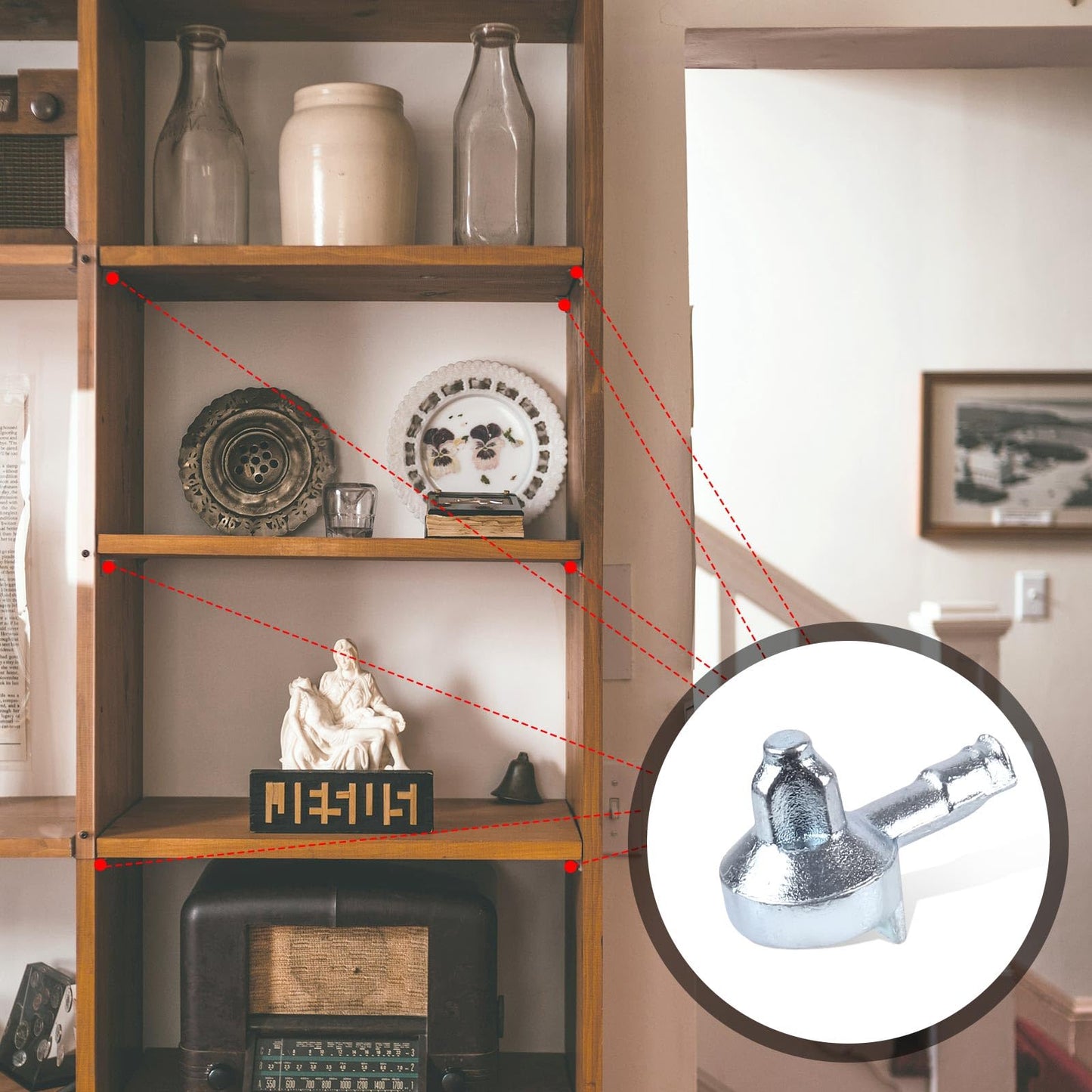 50pcs Shelf Support Pegs, Zinc Alloy Cabinet Shelf Pegs Bookshelf Support Holders Pin Bookshelf Pins for IKEA Part 131372 Billy Bookcase
