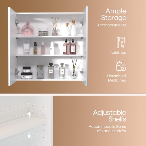 Réflexon 24x24 Bathroom Wall Cabinet, Saver Storage Cabinet, Moisture-Resistant Wood, Medicine Cabinet with 2 Door and Adjustable Shelves,Flat-Pack Design – Assembly Required