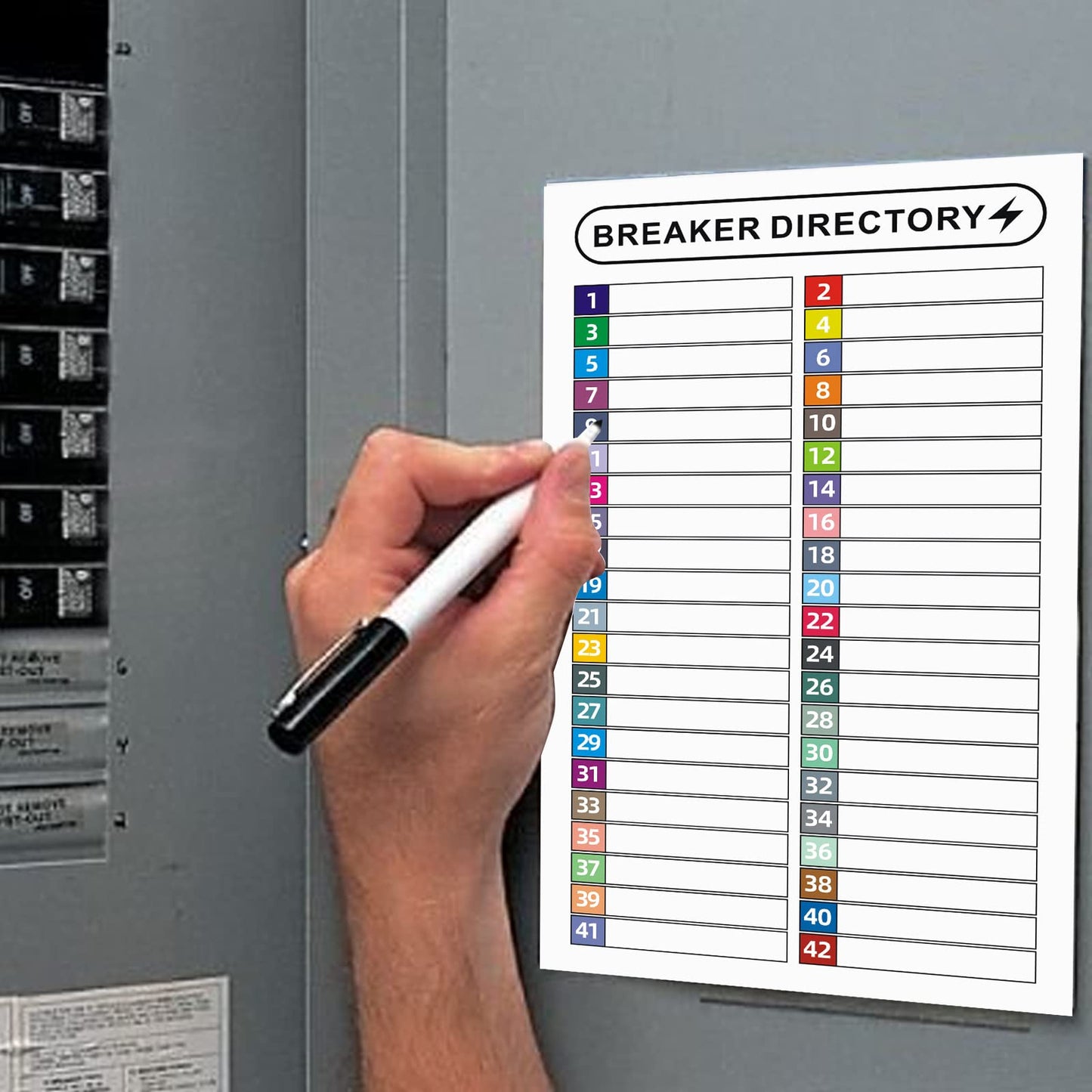 16 Sheets Breaker Panel Labels Electrical Box Sticker Numbers Breaker Panel Labels Electrical Sticker Number Catalog Load Center Adhesive Waterproof Reusable(Mix Colors)