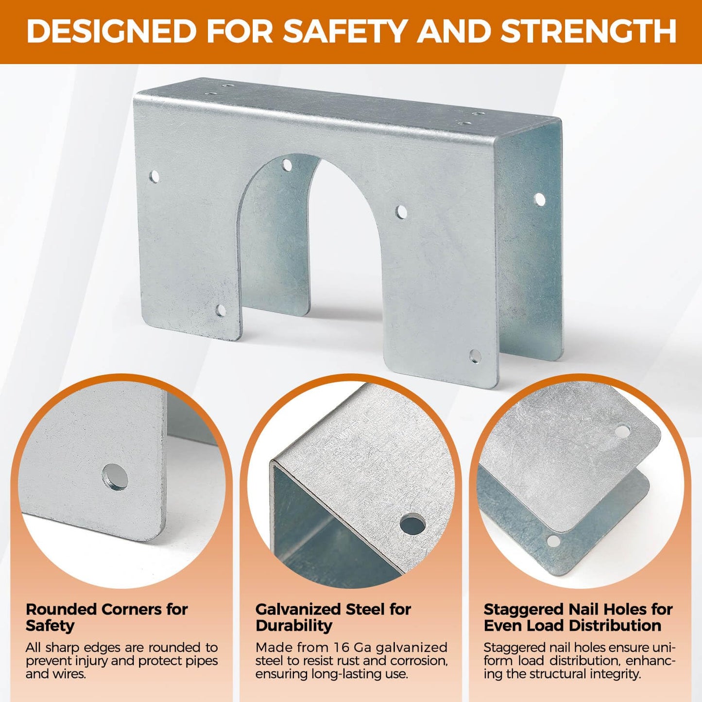 UPVONT Stud Shoes for 2x Studs, 16-Gauge Galvanized Stud Shoes, 6.25" Height, 1.5" Width, Fits Up to 2 3/8" OD Pipes – Thicker, Higher, IBC/IRC Code Compliant, Extra Durable (1.5" x 6.25" - 2 PCS)