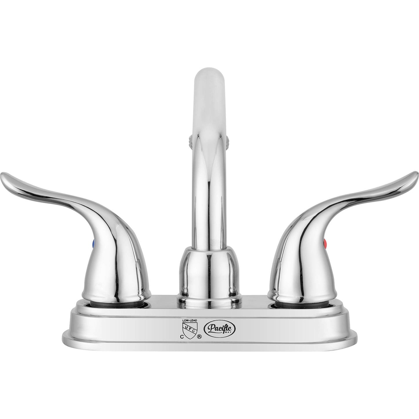 Pacific Bay Treviso Utility Laundry Sink Faucet - Threaded Brass Spout Hose End, Swivel Spout, 2-Handle Levers, Centerset (Chrome Plated)