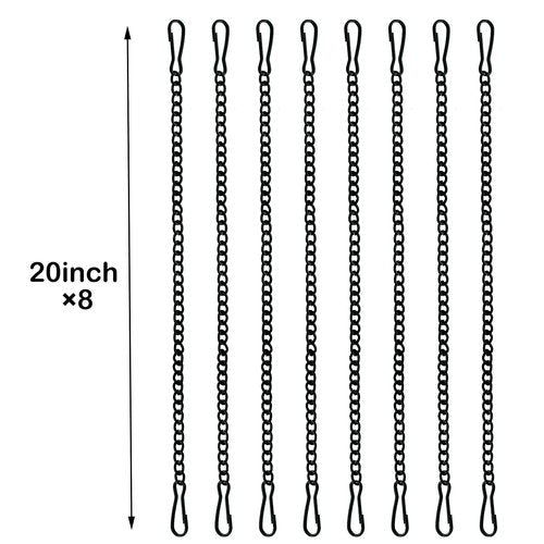 8 Pcs 20 Inch Stained Glass Window Hanging Chain - black Hanging Chain, Window Art Decor, Patio Garden Outdoor Decorative Hanging Glass Panels Chains