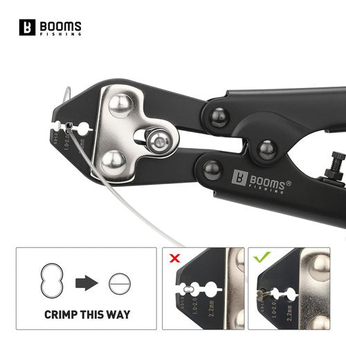 Booms Fishing Crimping Pliers Kit: 8.8in Crimper Tool for Wire & Mono Lines Up to 2.2mm -Includes 140pcs Double Barrel Sleeves - XW42 Saltwater Freshwater Rigging Tool