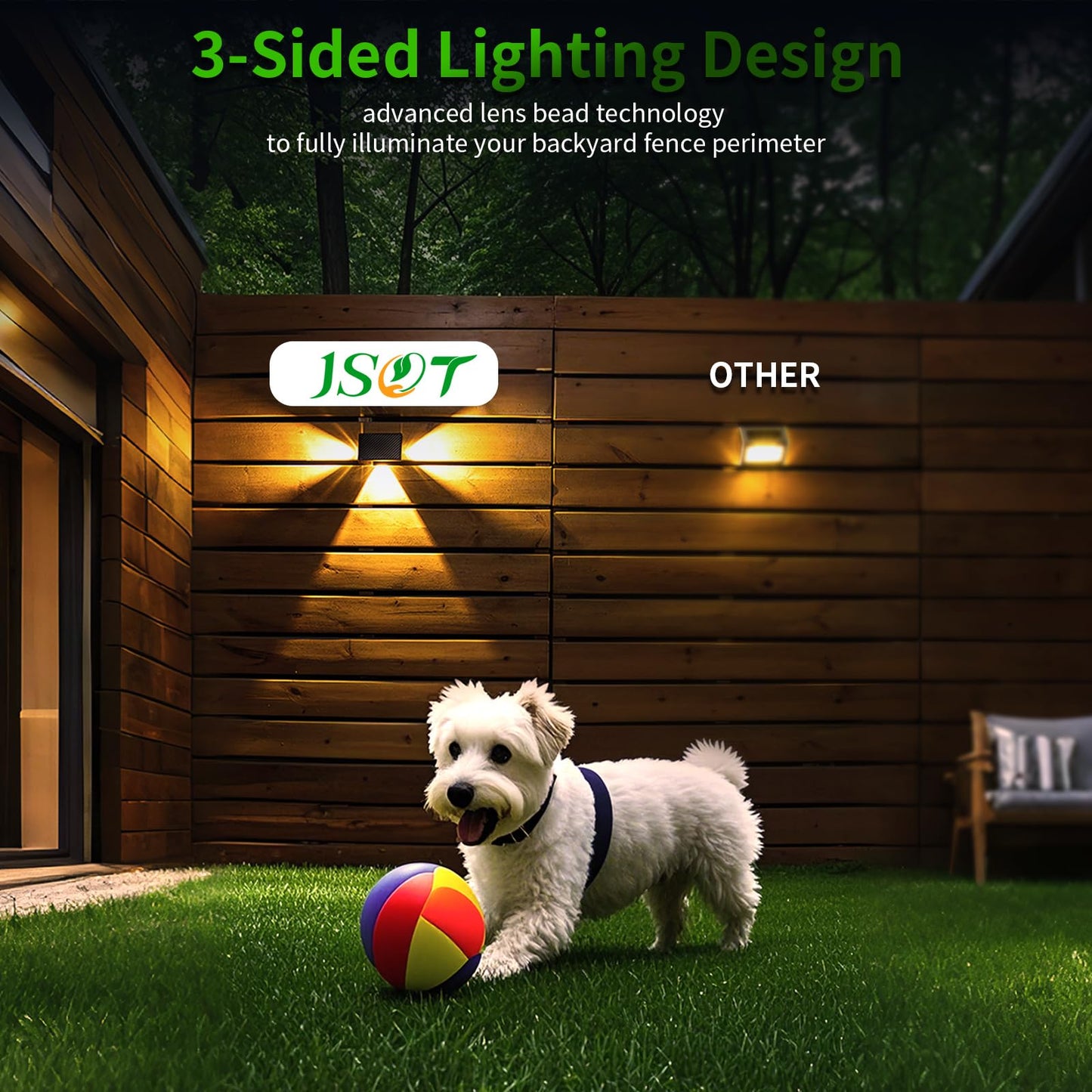 JSOT Solar Step Lights Outdoor - 4 Pack Waterproof Stair Lights 5 Lighting Modes Fence Lighting Backyard Decor for Garden Wall Patio Steps Deck Stairs (Warm Light)