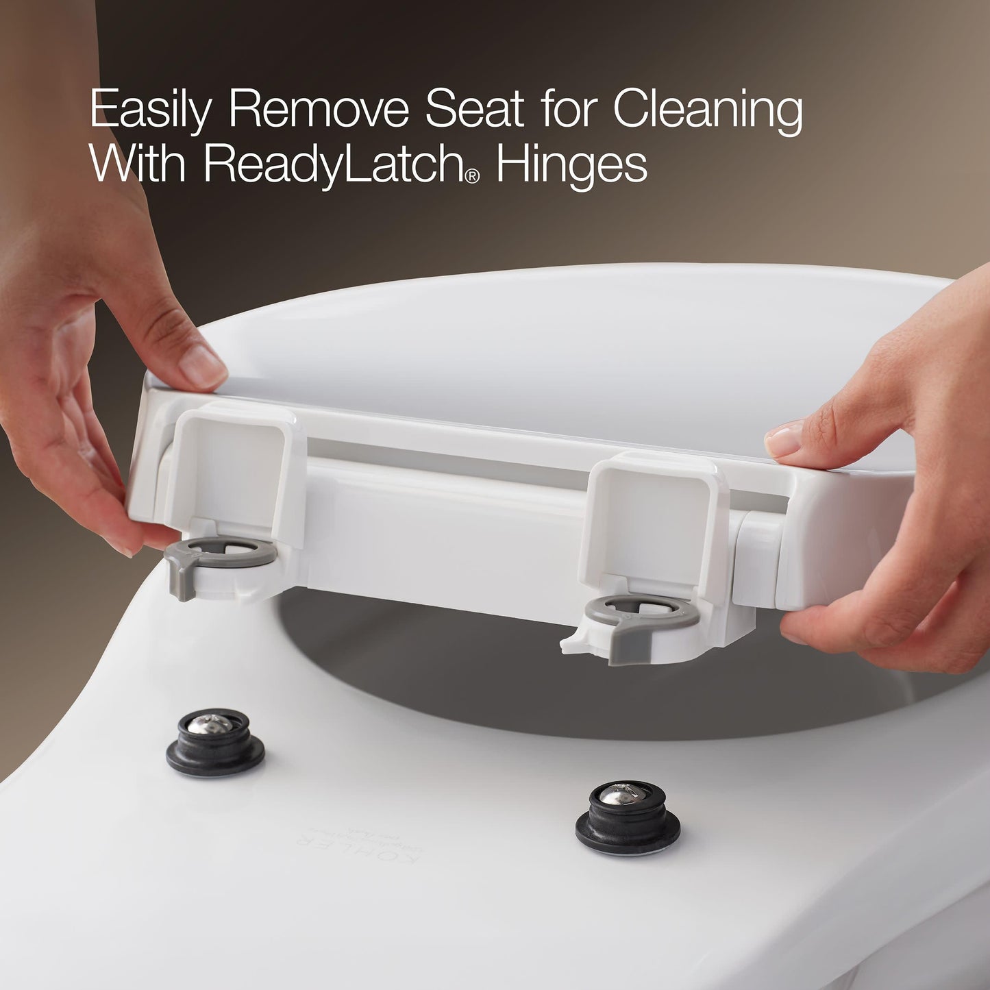 KOHLER 4636-RL-58 Cachet ReadyLatch Elongated Toilet Seat Slow Close, Soft Close Toilet Seat Quiet Lid, Contoured Grip-Tight Bumpers Installation Hardware, Aparment Essentials, Thunder Gray