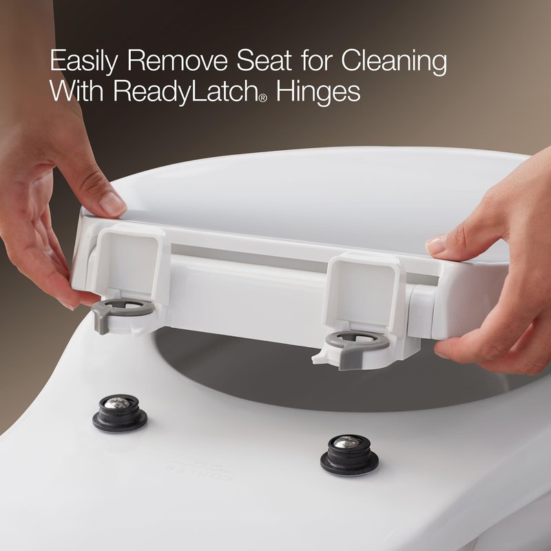 KOHLER 4636-RL-58 Cachet ReadyLatch Elongated Toilet Seat Slow Close, Soft Close Toilet Seat Quiet Lid, Contoured Grip-Tight Bumpers Installation Hardware, Aparment Essentials, Thunder Gray