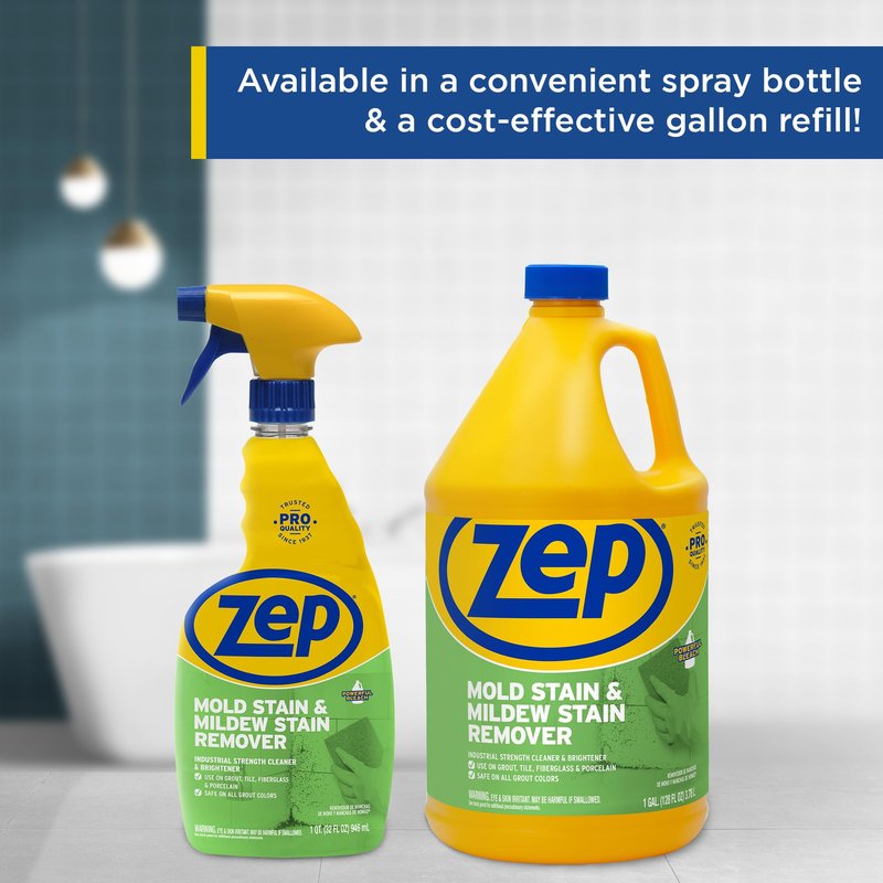 Zep Mold Stain and Mildew Stain Remover - 32 oz (Pack of 4) ZUMILDEW32 - Professional Strength No Scrub Formula