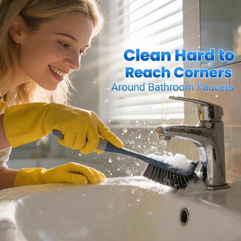 SSINBOANGI 3 Pack Hard Bristle Scrub Brush Set, Cleaning Brush Designed for Cleaning Shower, Bathroom Faucets, Tile Grout, Sink Edges, Around Toilets, and Hard to Reach Corners and Crevices