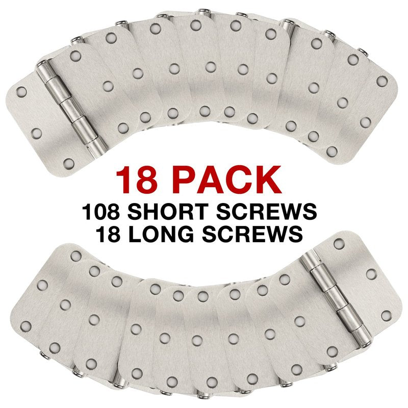 Door Hinge 3 1/2" 18 Pack Rounded Door Hinges Satin/Brushed Nickel 3.5" x 3.5 Inch Hinges for Doors Interior 5/8" Radius Corners Residential Silver Heavy Duty Steel,Reversible Removable Pin Hinge KIW