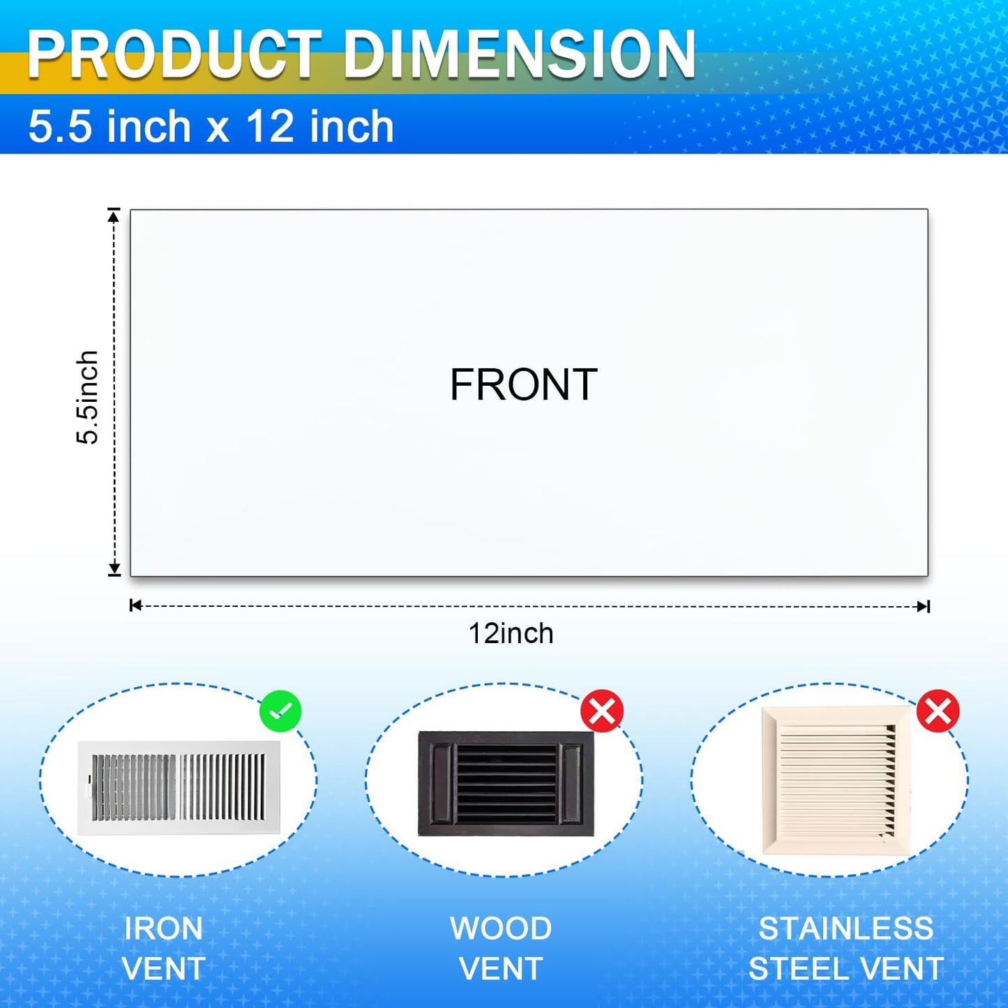 E BAVITE 6 Pack Magnetic Vent Covers, Strong Vent Covers 5.5x12inch Magnetic Vent Covers Flexible Magnets in Sheet Form for Iron Floor HVAC and AC Vents