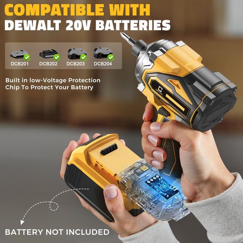 Cordless Impact Driver compatible with DeWalt 20V Max Battery, 2800 In-lbs Brushless 1/4" hex chuck Impact Driver, impact drill with 5-Speed Lightweight Power Impact Drivers, LED Light (no battery)