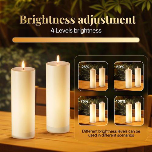 12" x 4" Large Flameless Candles with Remote & Timer, Waterproof Outdoor Battery Operated Candles LED Electric Flickering Flameless Pillar Candle for Patio Porch Lanterns Home Decor, Set of 2