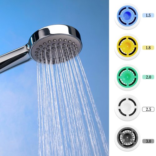 10 PCS Shower Flow Limiter, Gpm 1.5/1.8/2.0/2.5/3.0 Shower Head Flow Restrictor Shower Flow Reducer Shower Flow Restrictor Shower Head Water Saver Pressure Reducer for Fixed Shower Head 0.63 Inch