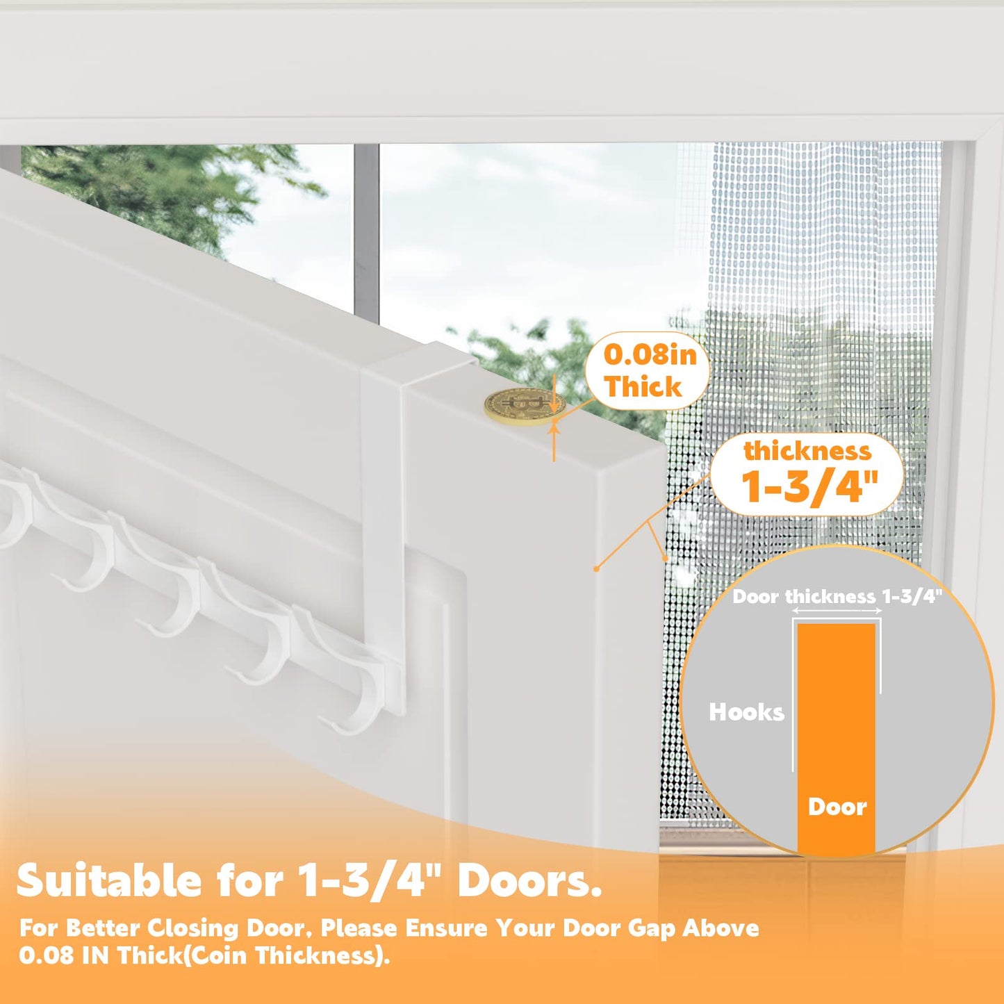 Peasulin Over The Door Hooks, Sturdy Door Hanger, Large Over The Door Towel Rack with 12 Hooks, Heavy Duty Easy to Install, for Bathroom, Bedroom,Kitchen,Hanging Towels, Coats (White)