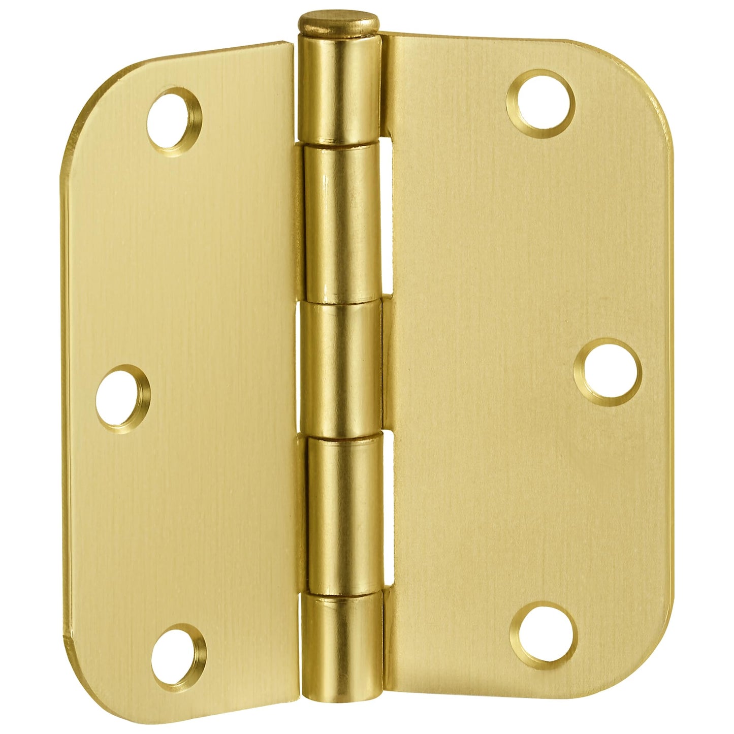 Design House Interior Door Hinges, 3.5 in. x 3.5 in., Rounded, 5/8-in. Radius, Steel, Pre-Lubricated, Door Hardware, Satin Brass, 3-Pack, 181396