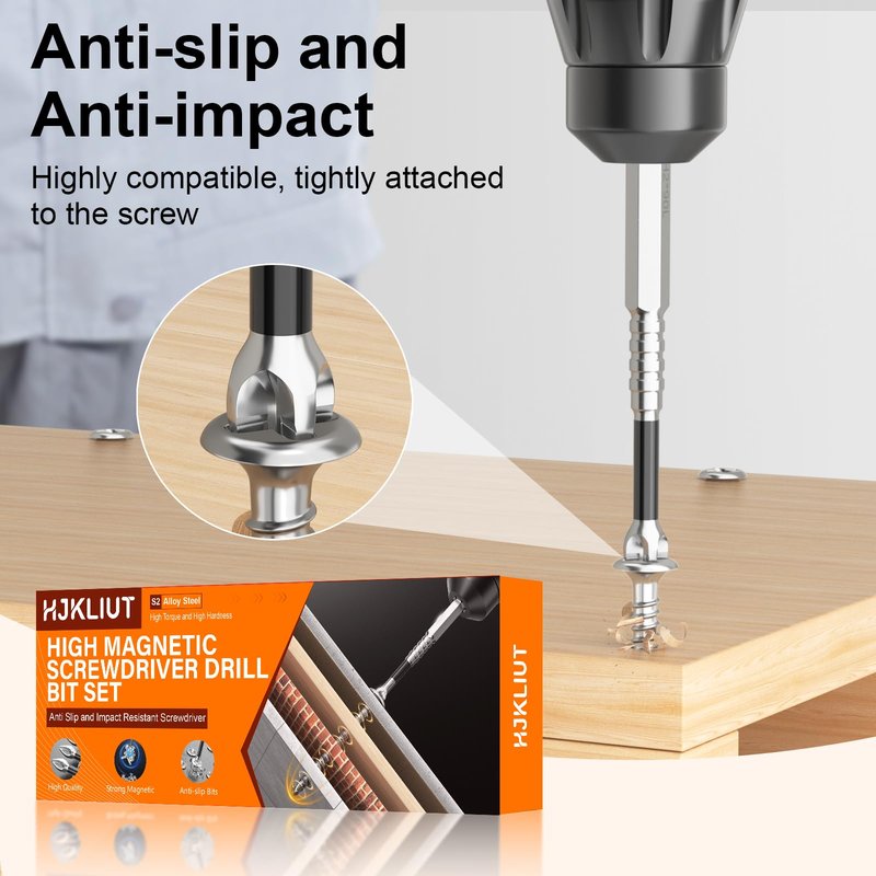 High Magnetic Screwdriver Drill Bit Set - 12Pcs K5 Impact Resistant Non Slip Bit - Magnetic Screwdriver Set - Screwdriver Bit Set - 25 50 65 70 90 150mm (12Pcs)