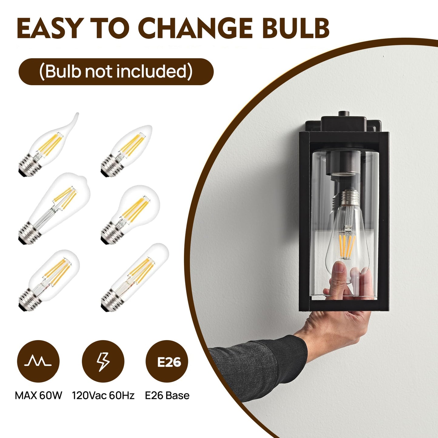 SIONLOM Outdoor Wall Lantern Exterior Lights for House,Outdoor Wall Sconce Clear Glass Waterproof Porch Light Patio Light Modern Matte Black Front Lighting for Patio, Front Door, Entryway(2 Pack)