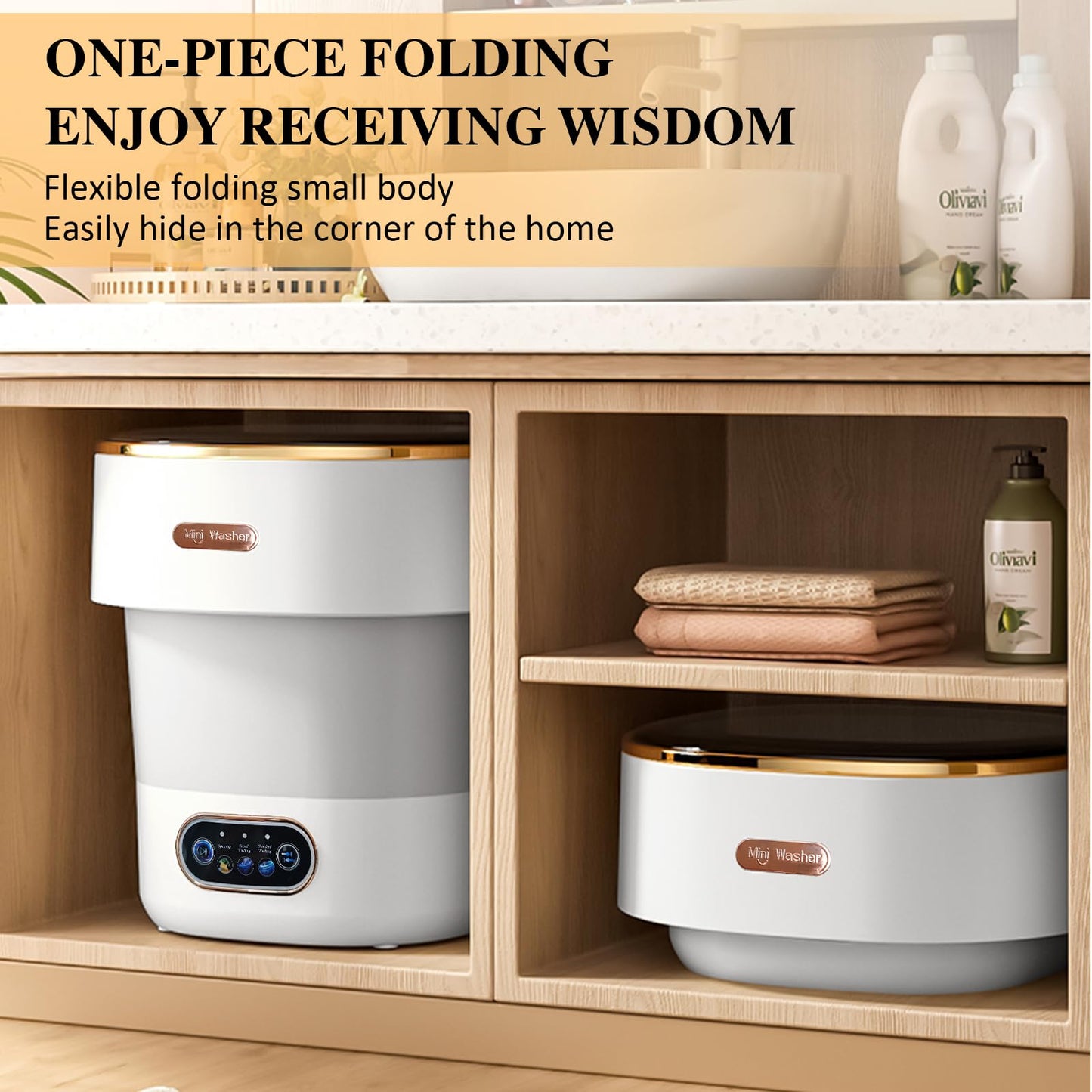 Portable Washing Machine,Mini Washer 16L Upgraded With Spin Basket,Small Clothes Folding Washing Machine Of Underwear, Baby And Small Clothes,Suitable For Home Apartments Dormitories, Hotels ash white