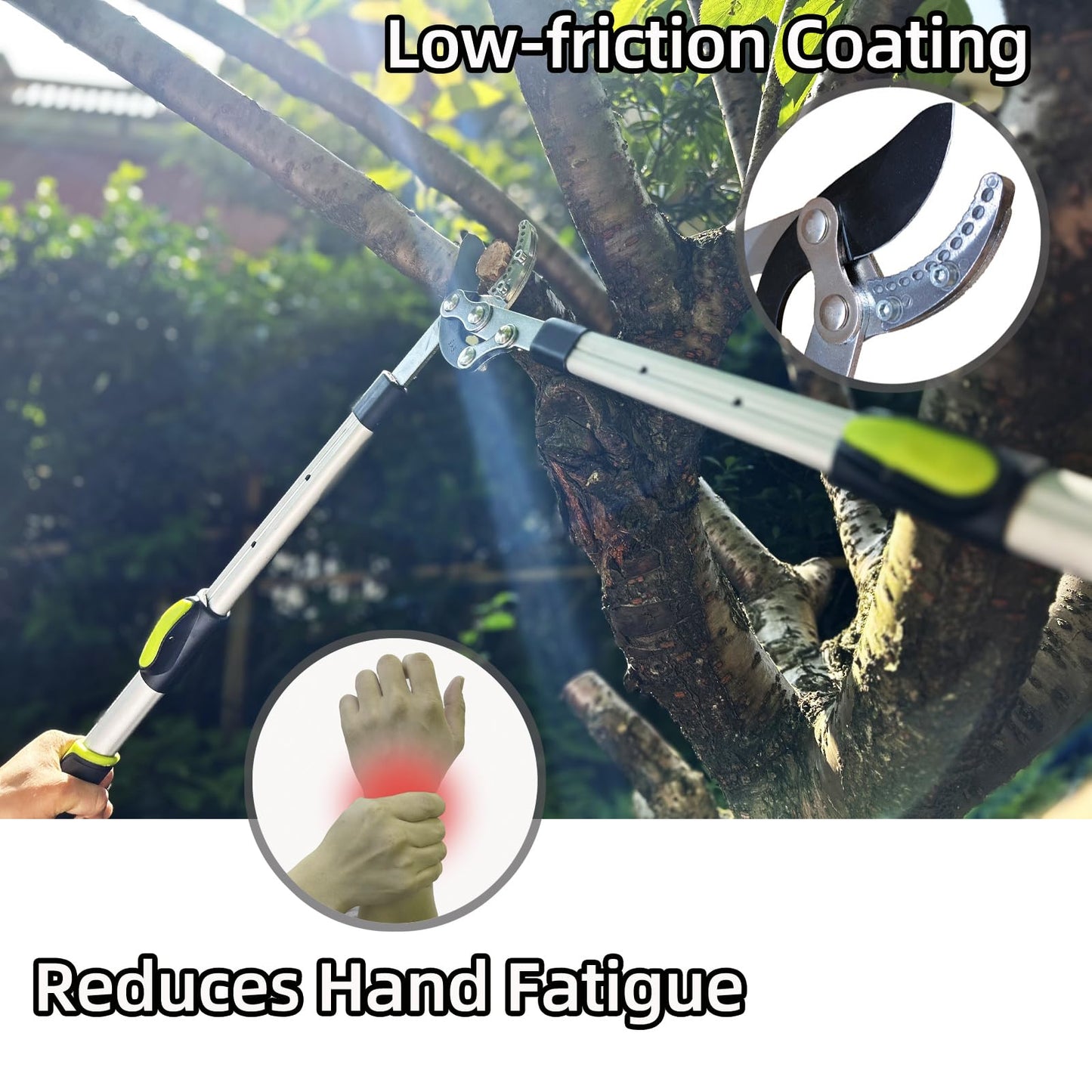 YRTSH Loppers for Tree Trimming Heavy Duty Branch Cutter with Compound Action, Effortless Tree Pruner Extendable 21-26" Loppers for Gardening, Long Handle Pruning Shears with 1.6" Clean Cut Capacity
