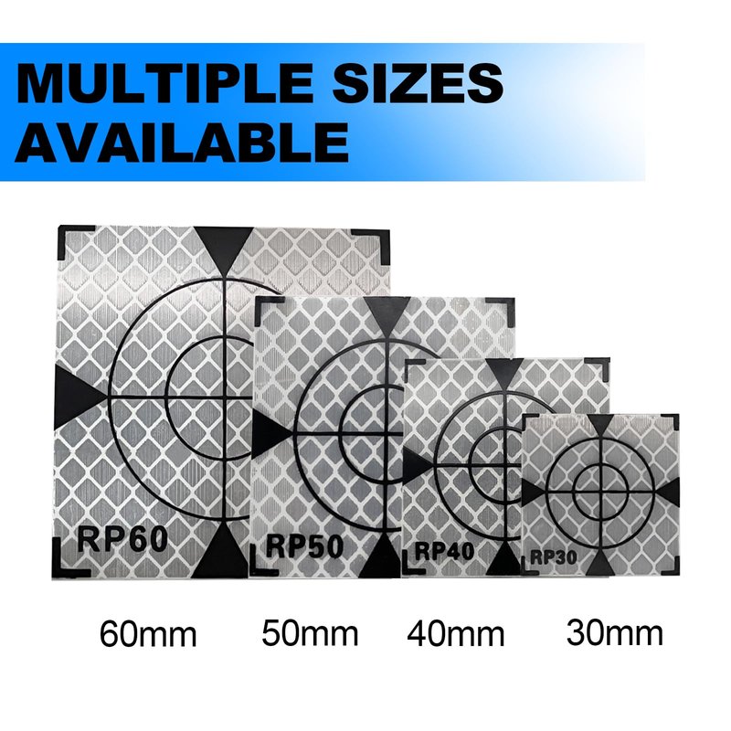 Liyuusi 60X60MM 100PCS Reflector Targets for Total Stations Paste Up Reflector, Survey Target Mark with Black Triangle Reflective Sheet for Total Stations,White
