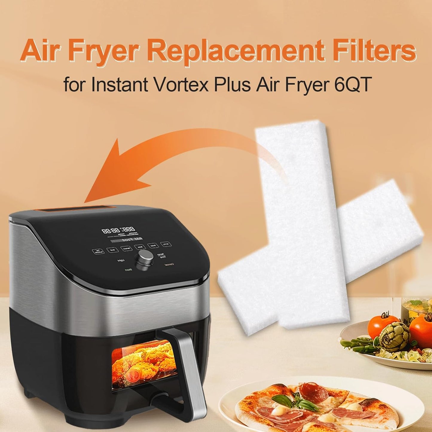 16Pcs Air Fryer Filter for Instant Vortex Plus 6-Quart Air Fryer, Effective Odour Removal, Compatible with Instant Vortex Air Fryer Accessories