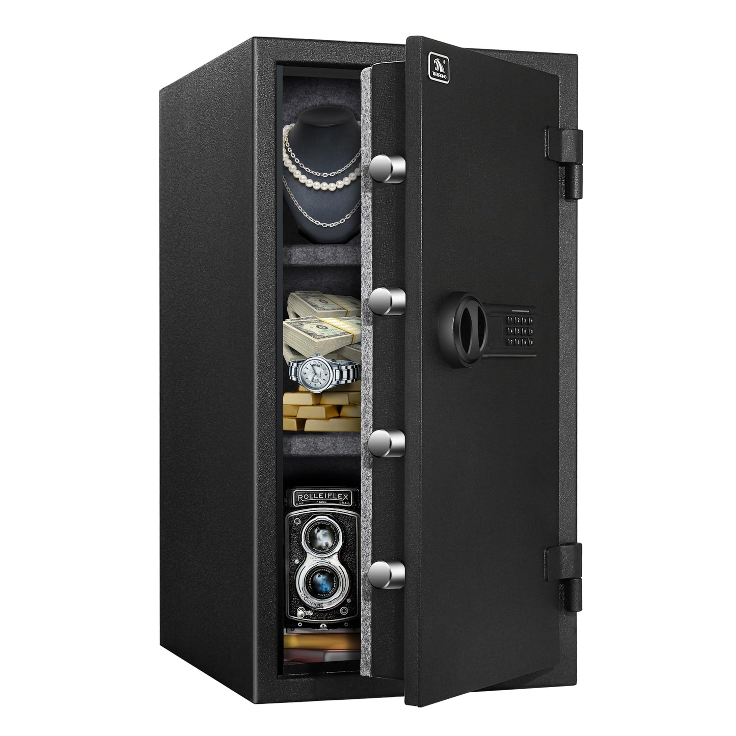 TIGERKING Fireproof Safe,3.47 Cubic Feet Home Safe Box, Large Steel Digital Safes Box with Digital Lock for Home and Office