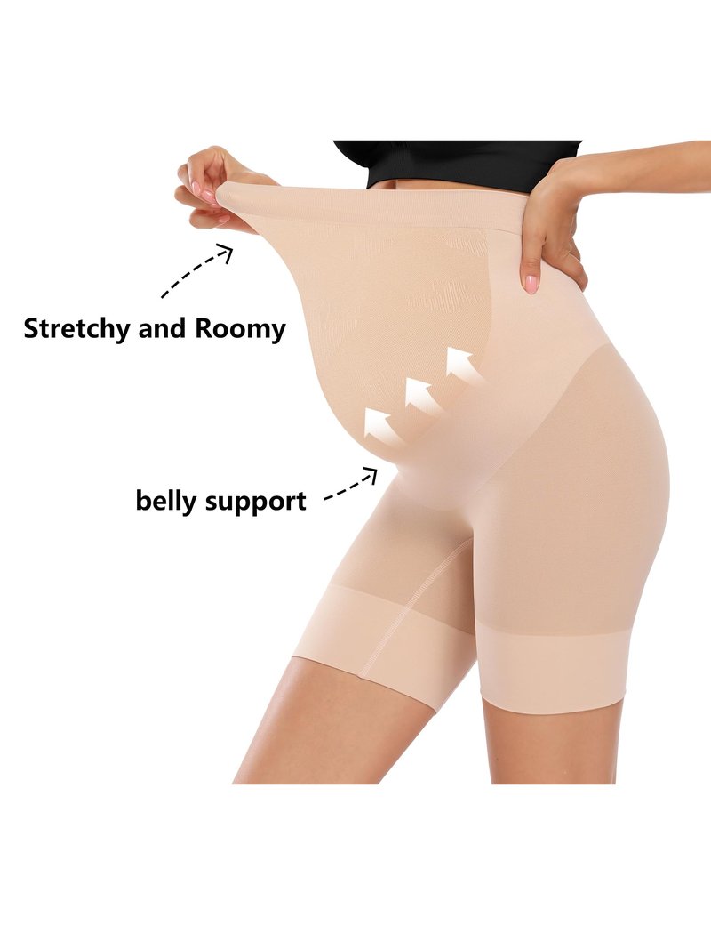 Peauty Maternity Shapewear Underwear for Under Dresses Belly Bands Pregnant Women Pregnancy Belly Band Pregnancy Shapewear Shorts Summer Maternity Dress Clothes Baby Shower Photoshoot (Nude L)