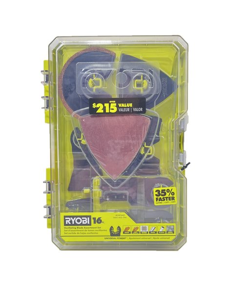 Ryobi 18-Volt Cordless Multi-Tool with 16-Piece Oscillating Multi-Tool Blade Accessory Set – PCL430 + A241601