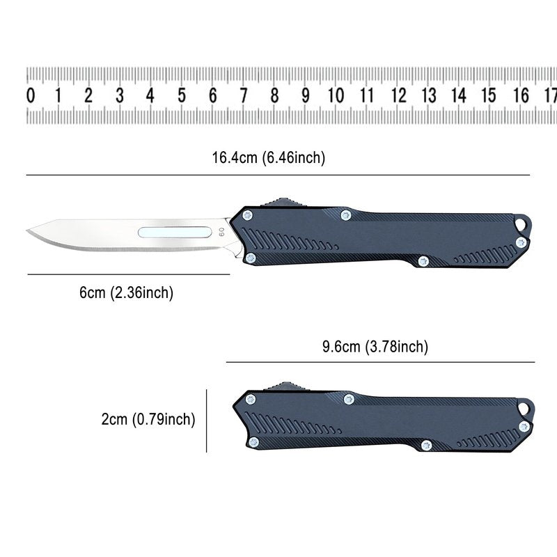 Caressolove Automatic Scalpel Pocket Knife For Daily Tasks, Small Auto Retractable Knife Push Button, 5PCS #60 Mini Razor Blades Utility Knife, EDC Replaceable Blade Box Cutter with Clip