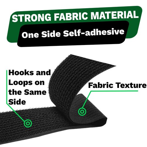 Sunroda Adjustable Cable Straps with 24 Buckles 1" x 16Ft, Free Cut Length, Reusable Fastening Cable Ties, Hook and Loop Securing Strap for Cable Tidy, Wire Management, Cord Organiser, Black