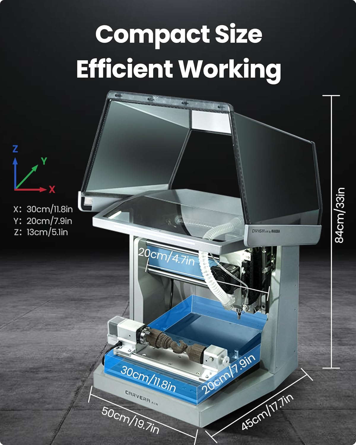 Carvera Air Desktop CNC Machine with 4th Axis and Add-on Module by Makera, Compact Enclosed Mini CNC Router, Quick Tool Changer Closed-Loop Control, User-Friendly CAM for Milling,Cutting, DIY, Crafts