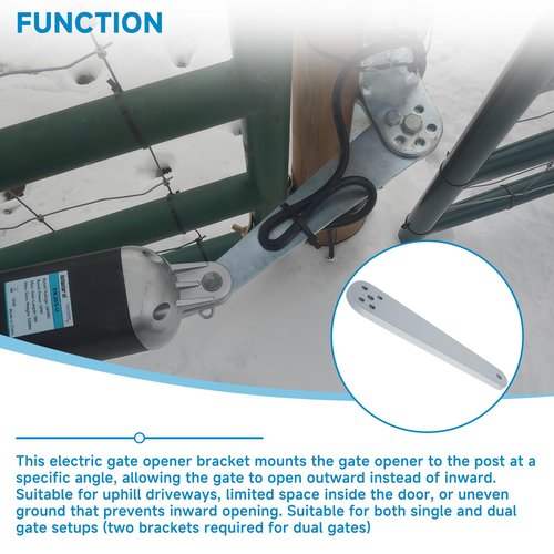 Cutetool FM148 Push to Open Gate Bracket Compatible with Mighty Mule Automatic Gate Openers, Heavy-Duty Solid Steel Electric Gate Opener Mounting Bracket
